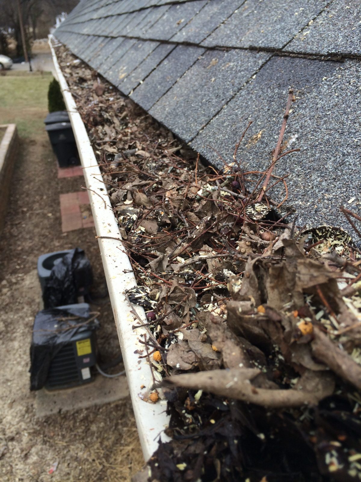 Gutter cleaning with debris removal