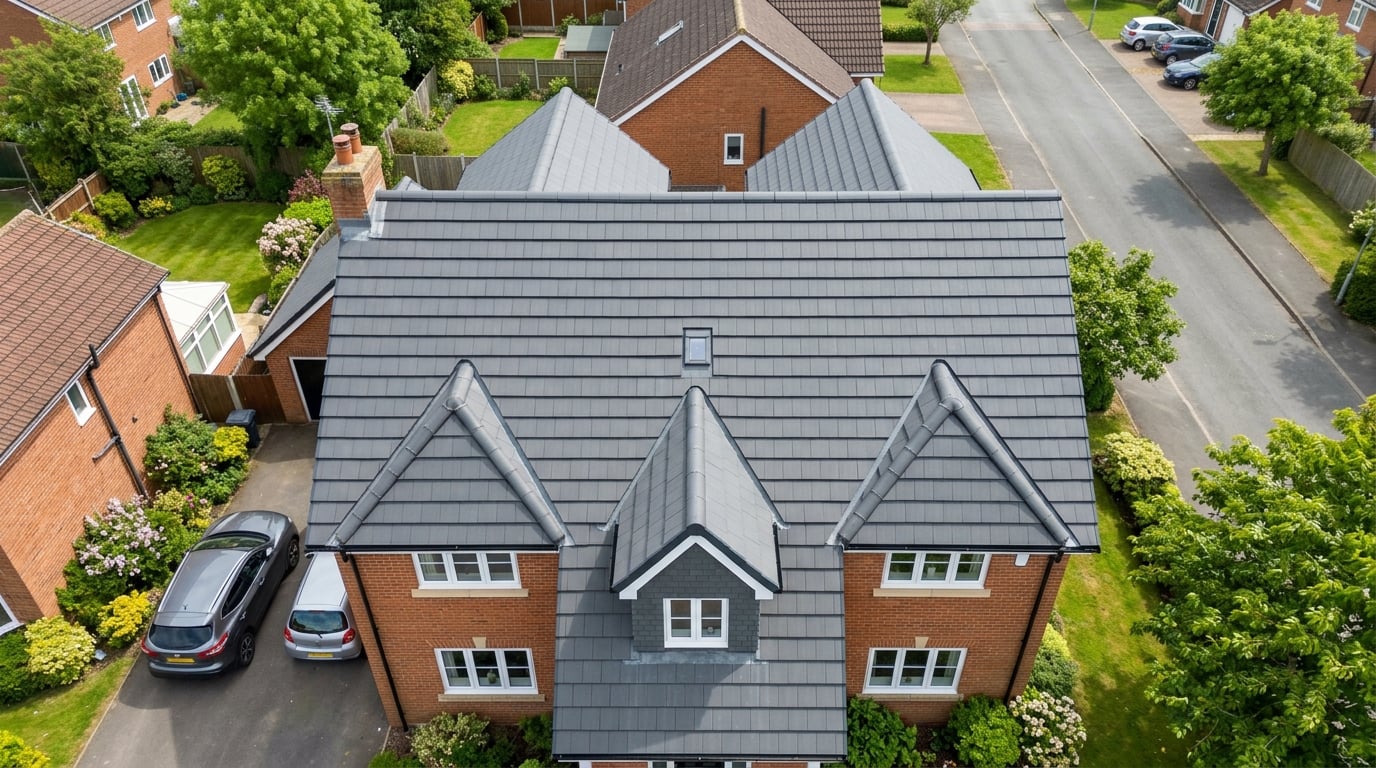Brand new tile roof with perfectly aligned tiles