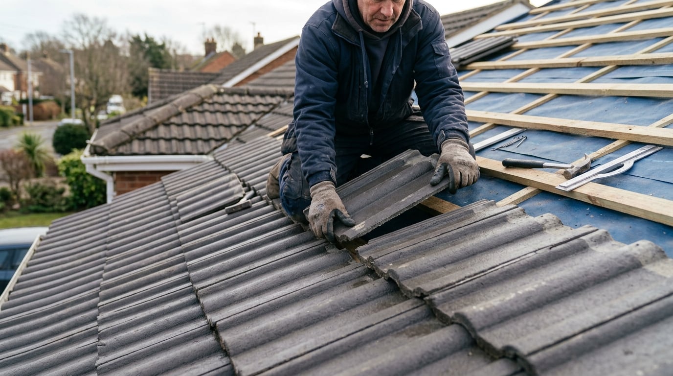 New interlocking concrete tiles being laid