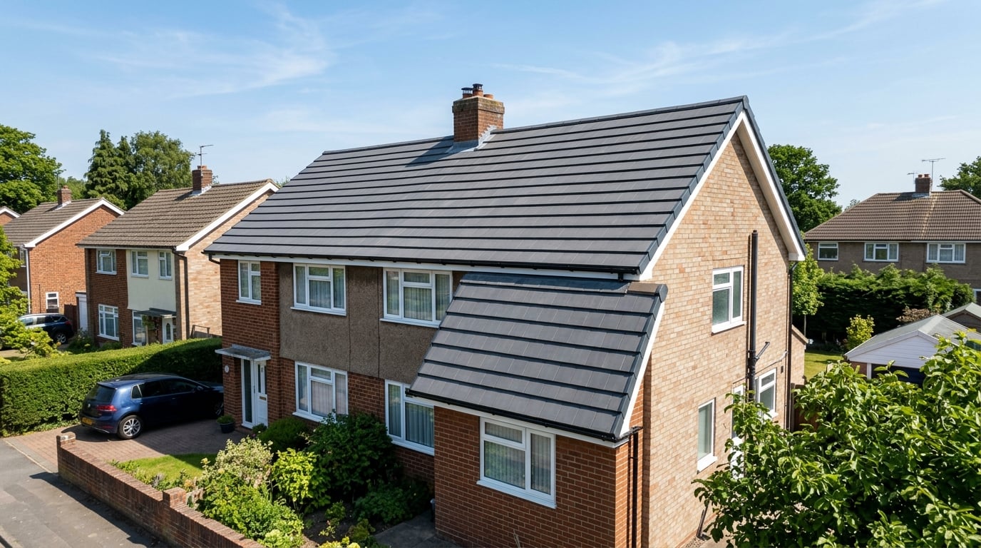 Completed new roof with pristine ridge tiles