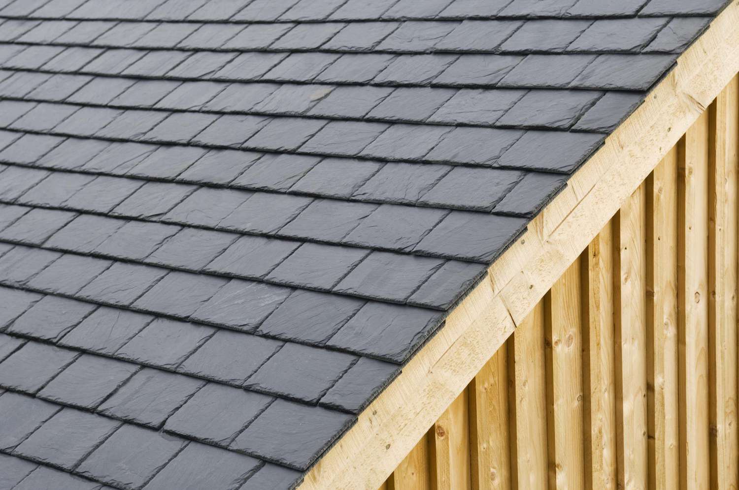 Natural slate tiles on traditional roof
